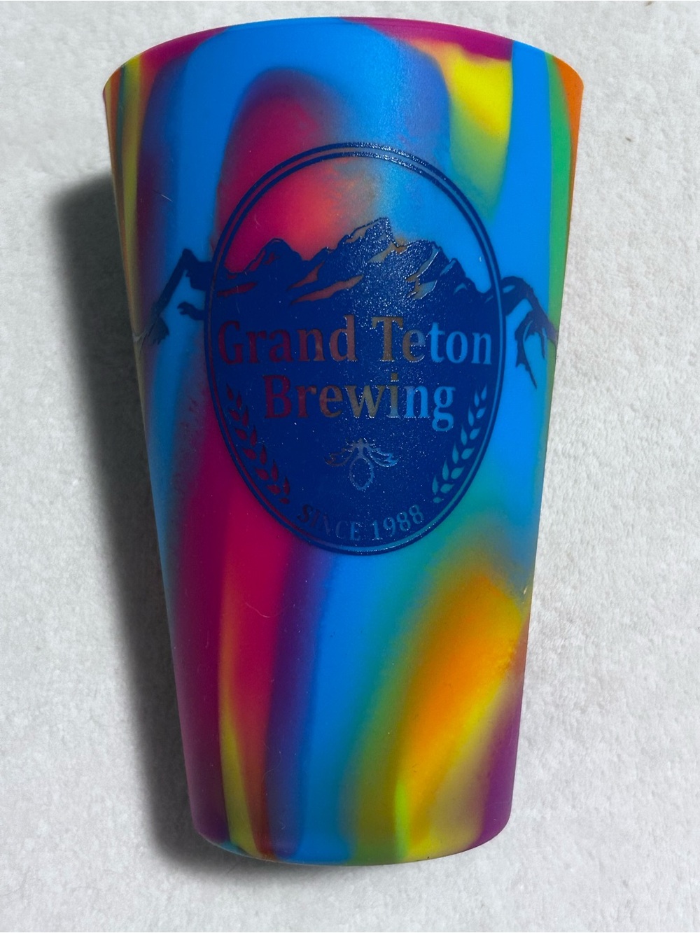 Grand Teton brewing co silicon pint glass cup beer brewery victor Idaho no break